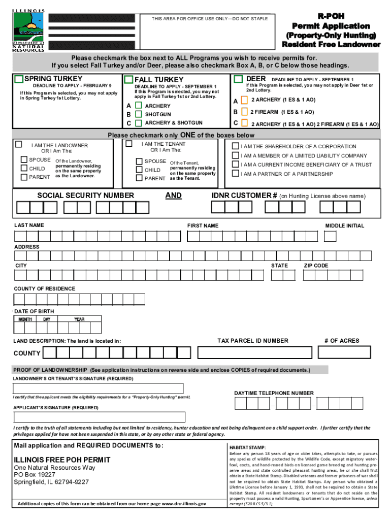 Fillable Online www2 illinois Resident Landowner Application (RPOH