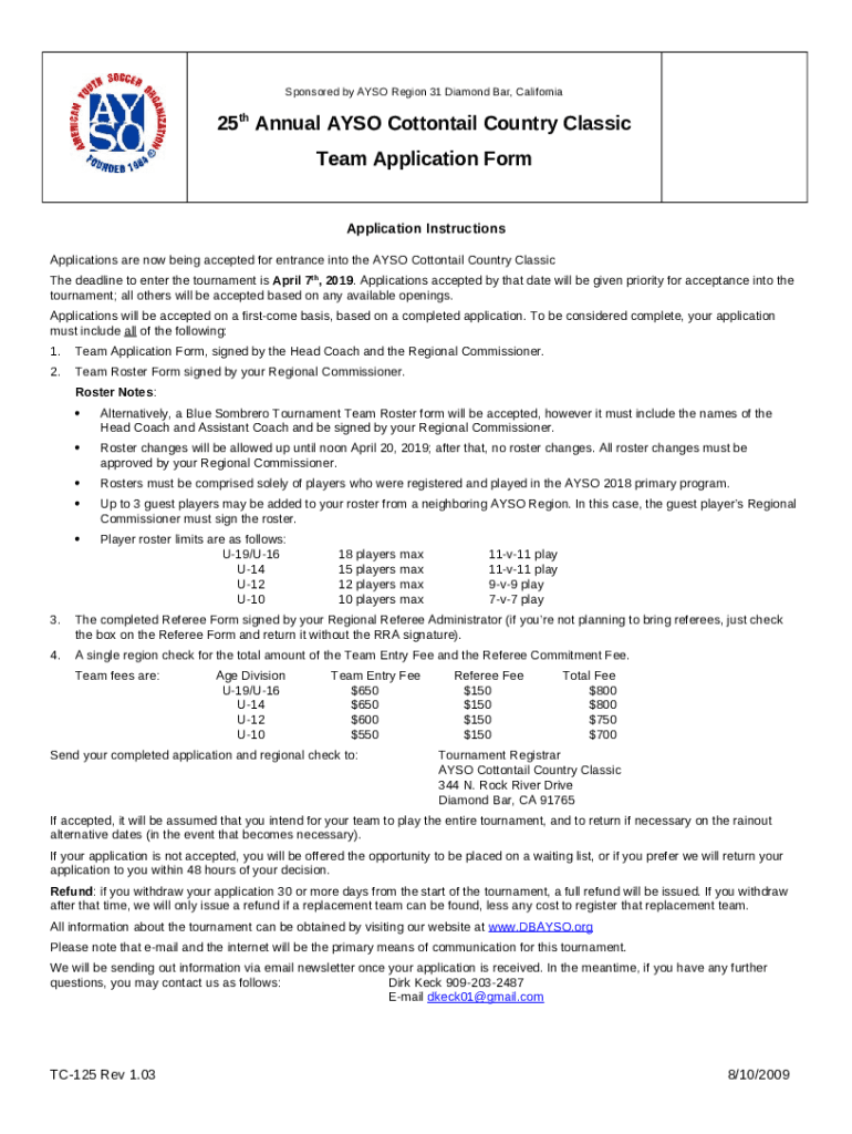 diamond bar ayso Doc Template pdfFiller