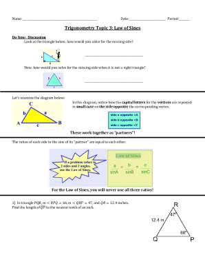 Fillable Online Geometry Homework Trigonometric Ratios Worksheet Answer