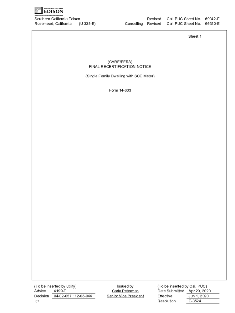 Fillable Online Southern California Edison Rosemead, CA Electric