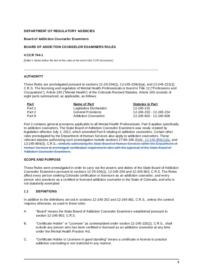 Redline202000674.doc Code of Colorado Regulations Doc Template