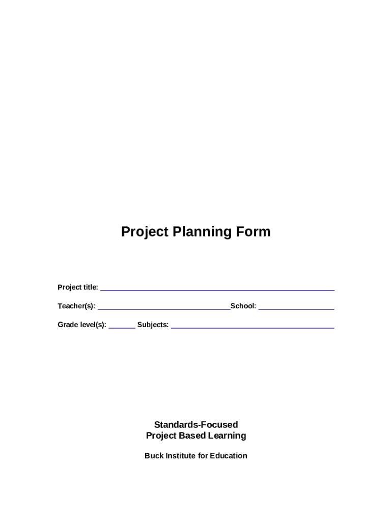 Project Planning Currituck County Schools Doc Template pdfFiller