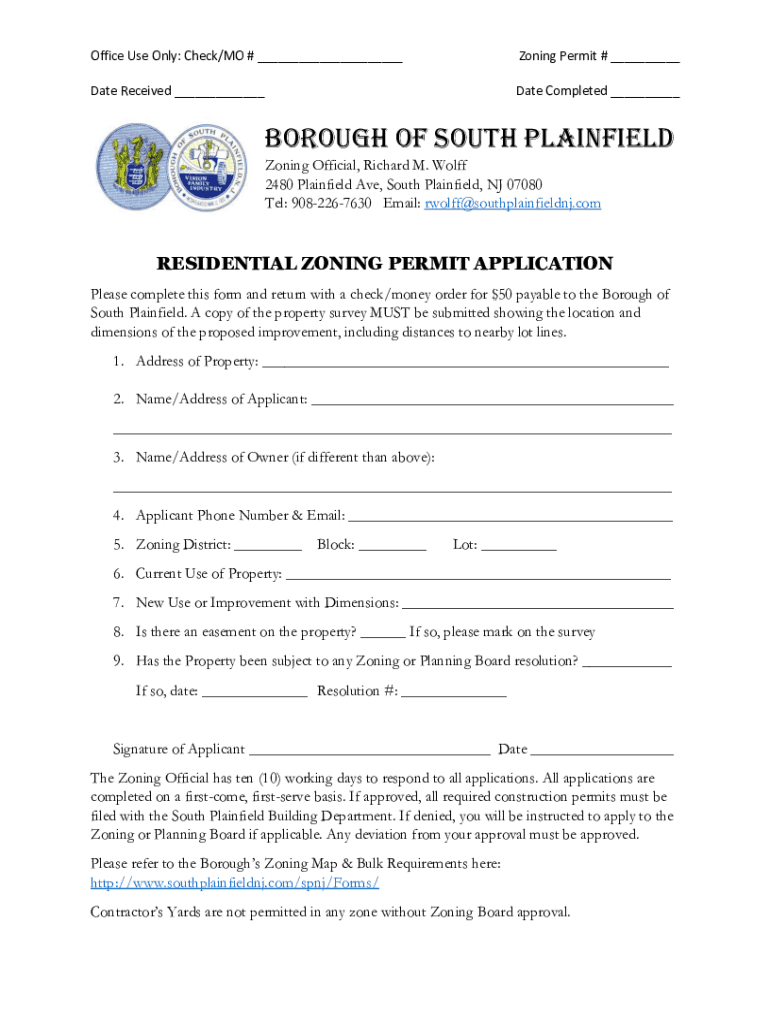 South Plainfield Shed Permit Fill Online, Printable, Fillable, Blank
