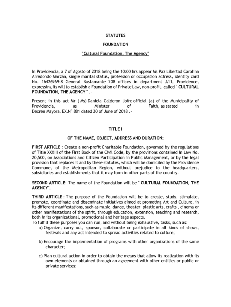 Fillable Online 2) Translation of legal statutes of the Foundation.docx