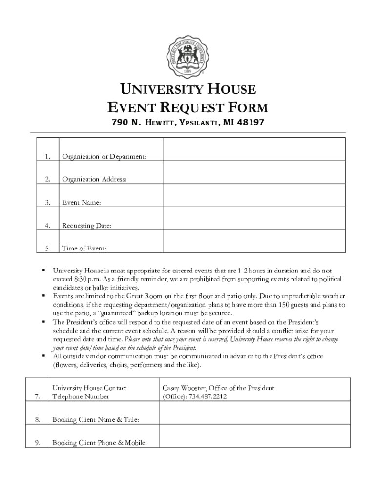 Fillable Online 2019 UHOUSE Event Request Form.docx Fax Email Print pdfFiller
