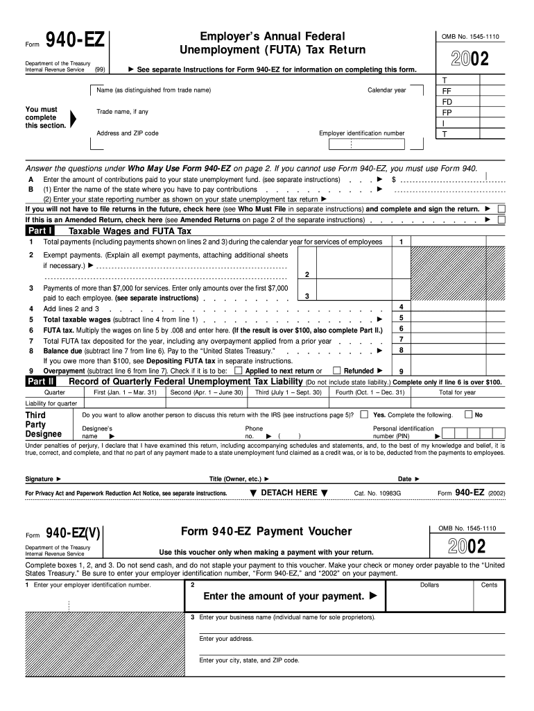 Fillable Online americanapayroll 2002 Form 940EZ. Employer's Annual