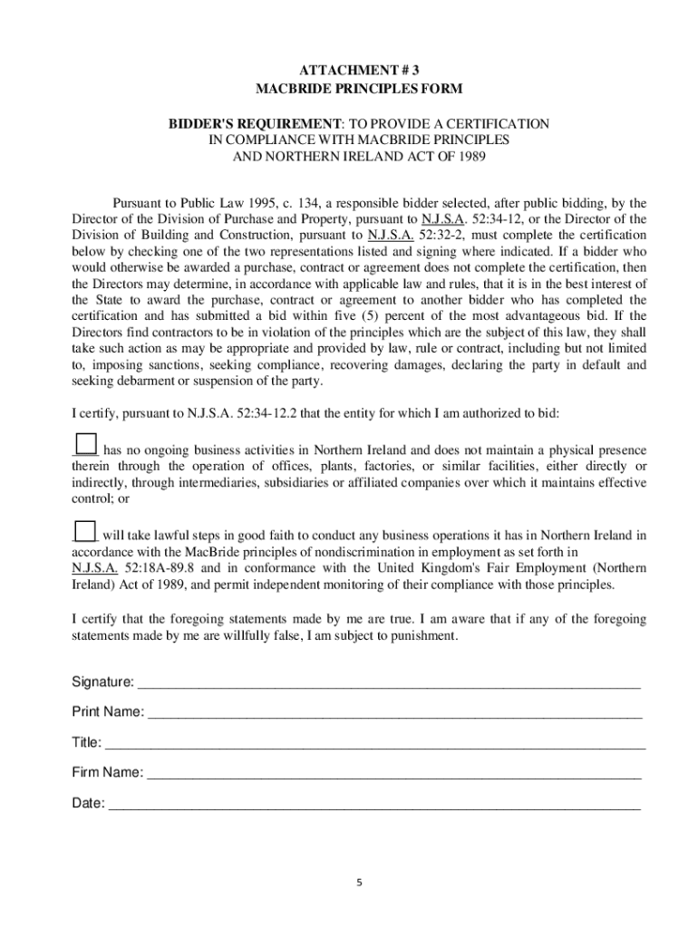 Fillable Online MacBride Principles Montclair State University Fax