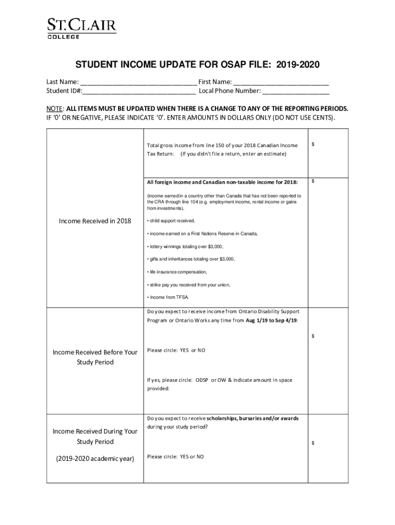 Fillable Online COURSE UPDATE FOR OSAP FILE INTERSESSION
