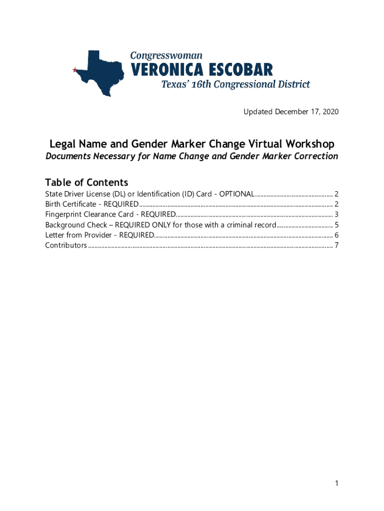 Fillable Online Legal Name and Gender Marker Change Virtual