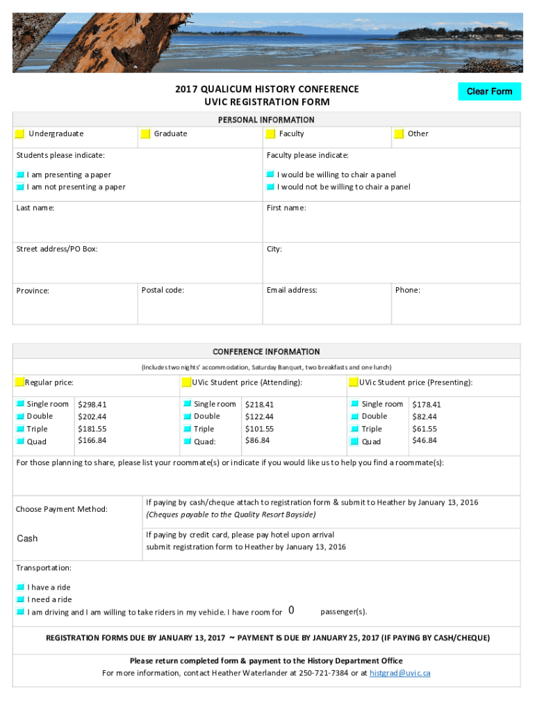 Fillable Online UVIC REGISTRATION FORM Fax Email Print pdfFiller