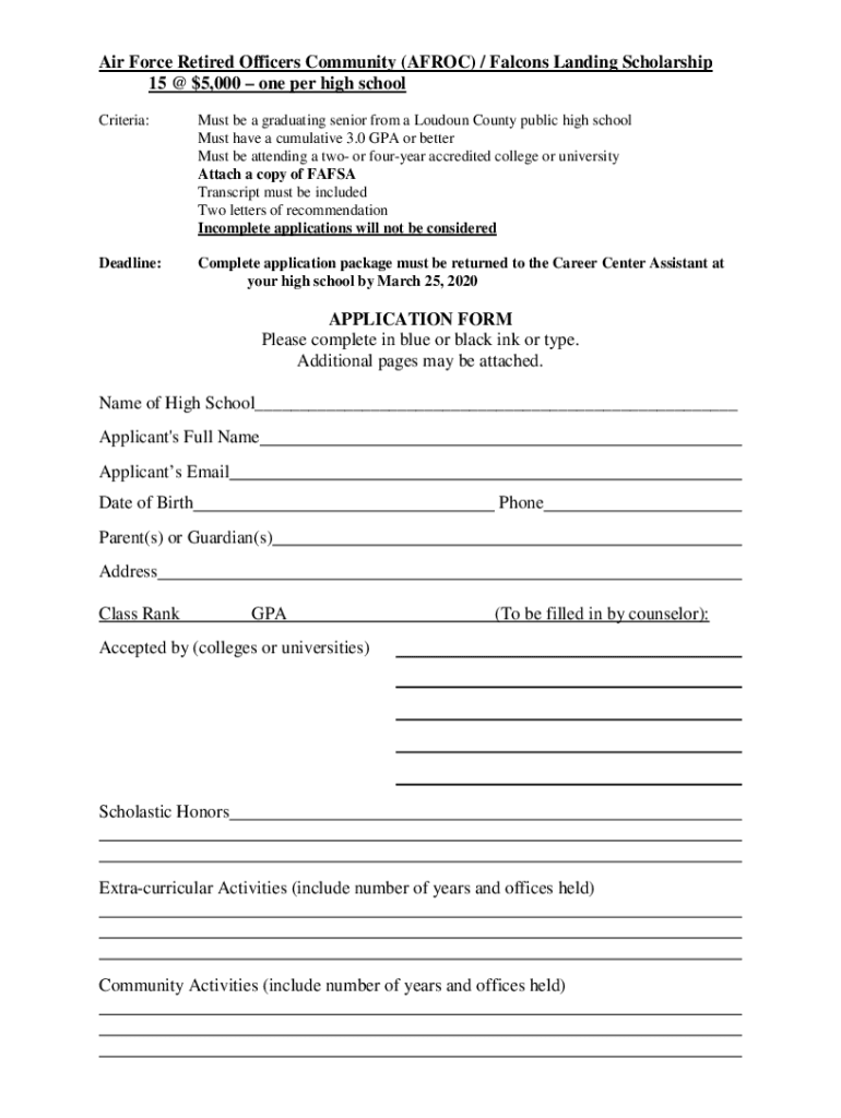 Falcons landing scholarship Fill out & sign online DocHub