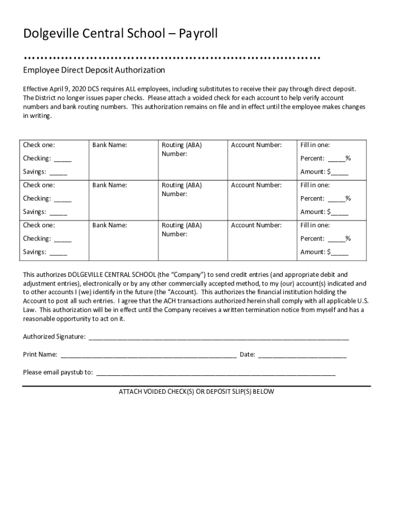 Fillable Online Dolgeville Central School Payroll Fax Email Print