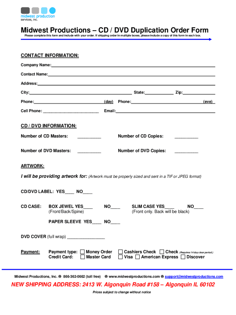 Fillable Online CD DVD Disc Free Samples Nashville CD DVD Duplication