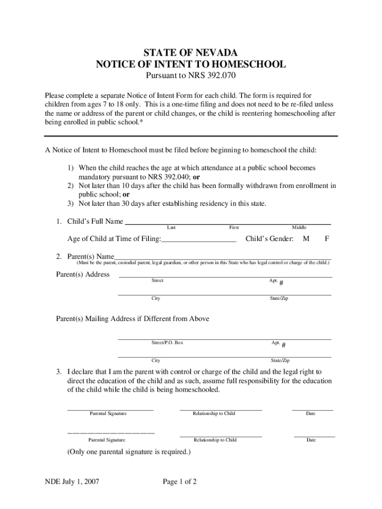 Fillable Online images pcmac Notice of Intent to Homeschool.2.doc Fax
