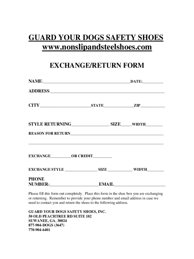 Fillable Online GUARD YOUR DOGS SAFETY SHOES Fax Email Print pdfFiller