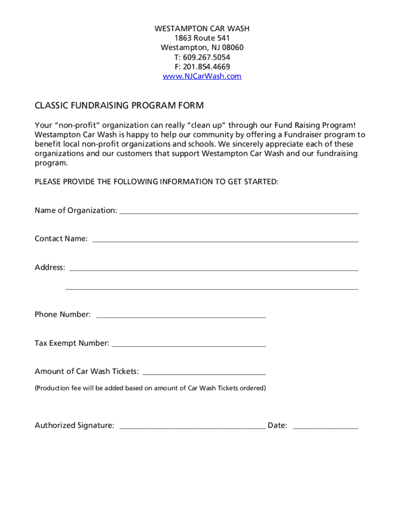 Fillable Online WESTAMPTON CAR WASH Fax Email Print pdfFiller