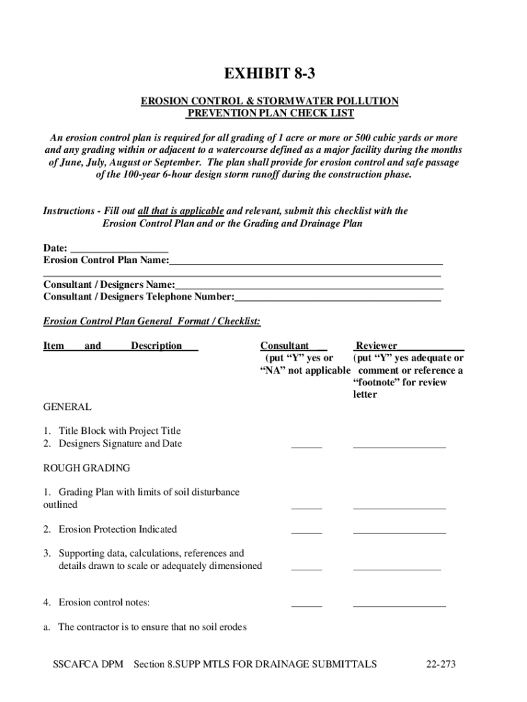 Fillable Online CHECKLIST FOR EROSION AND SEDIMENT CONTROL PLANS Fax Email Print pdfFiller