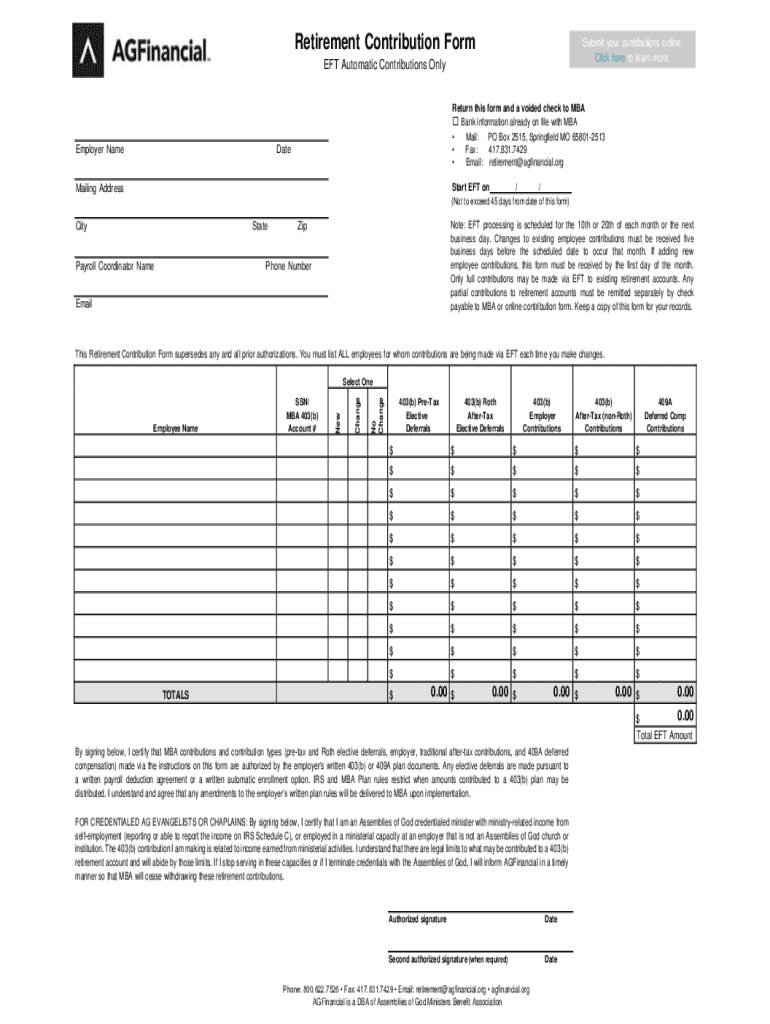 Fillable Online Retirement Contribution Form Fax Email Print pdfFiller