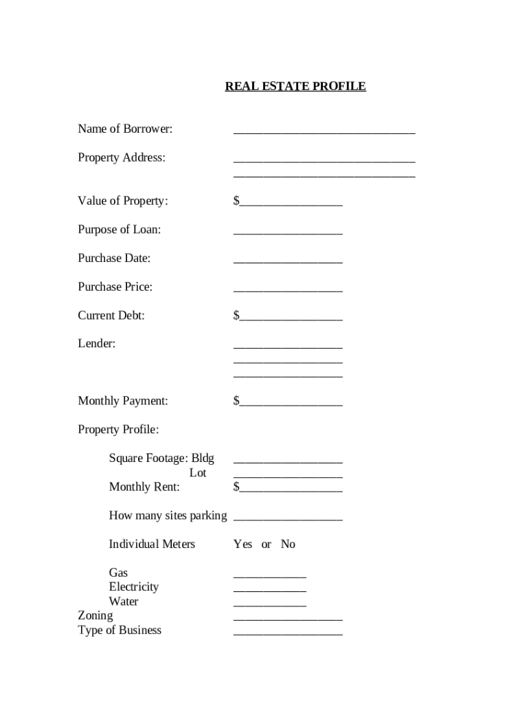 REAL ESTATE PROFILE Doc Template pdfFiller