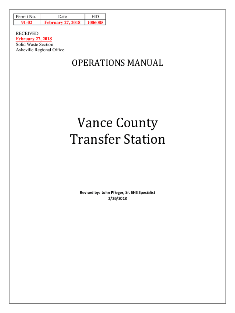 Fillable Online Vance County Transfer Station Fax Email Print pdfFiller