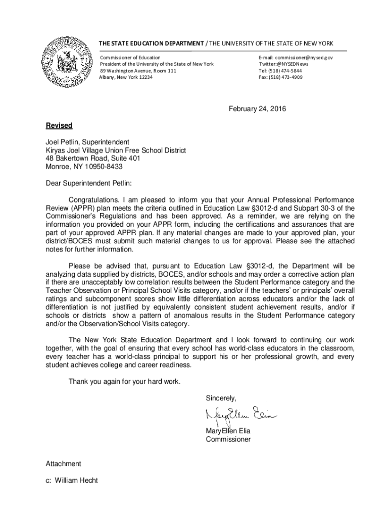 Fillable Online Kiryas Joel Village UFSDAPPR Plan02242016. APPR Plan