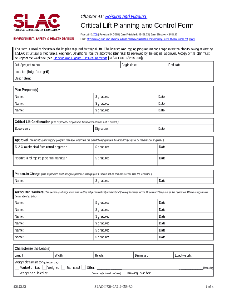 Critical Lift Planning and Control wwwgroup slac stanford Doc