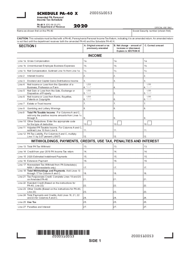 2022 Pa Schedule B Pa Schedule Pa-40X 2020-2022 - Fill Out Tax Template Online | Us Legal Forms