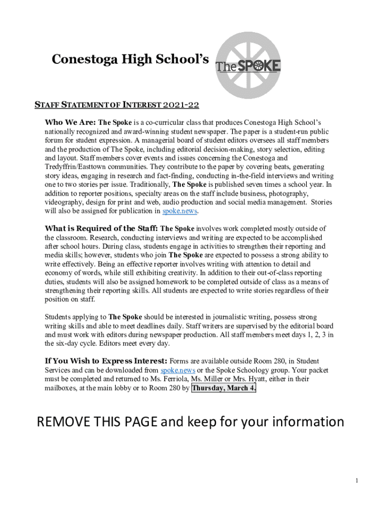 Fillable Online Conestoga High Schools Fax Email Print pdfFiller