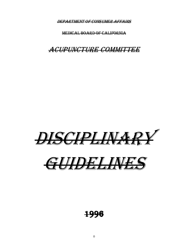 Fillable Online acupuncture ca Disciplinary Guidelines California