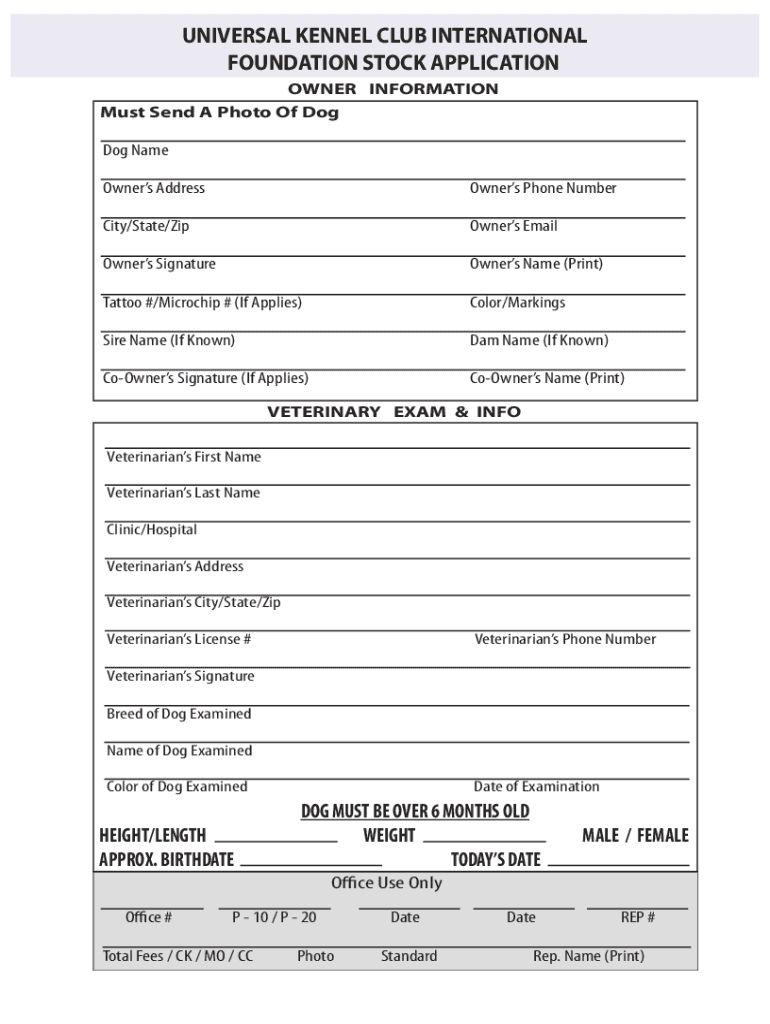 Fillable Online Have you heard of the Universal Kennel Club