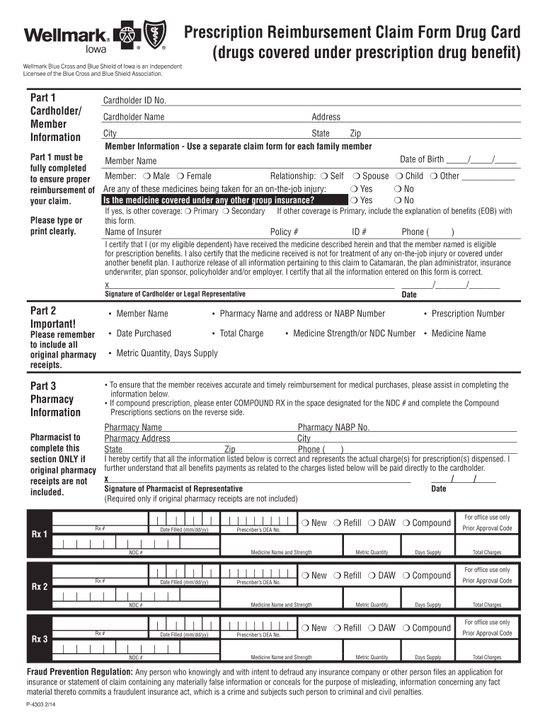 Fillable Online act Prescription Reimbursement Claim Form Drug Card Fax Email Print pdfFiller