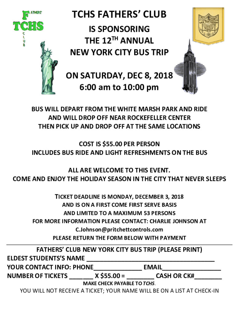 Fillable Online BUS WILL DEPART FROM THE WHITE MARSH PARK AND RIDE Fax