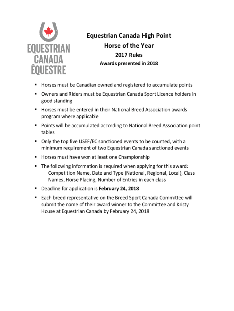 Fillable Online Equine Canada Horse of the Year Fax Email Print pdfFiller