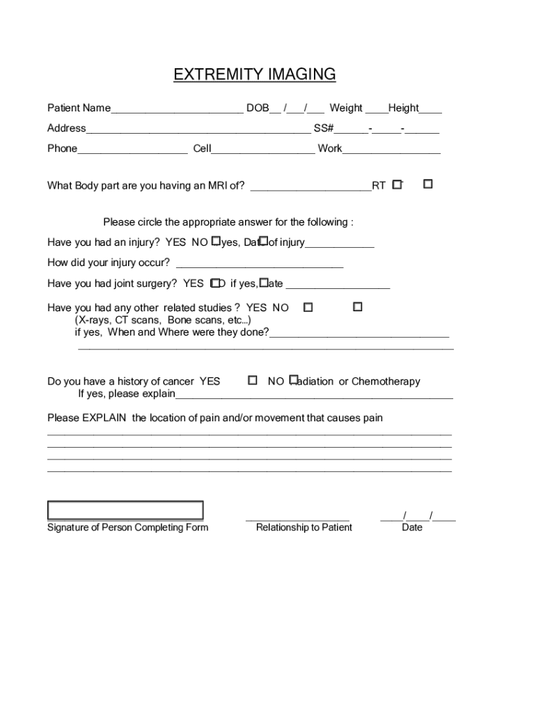 Fillable Online HSS Radiology and Imaging1 in Orthopedics for 11 Years