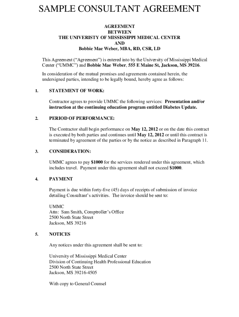 Fillable Online 9+ Medical Consultant Agreement Templates PDF, DOC