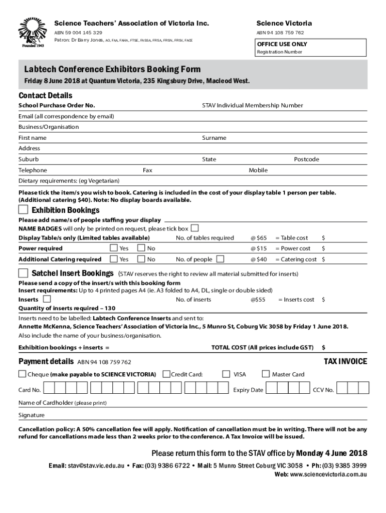 Fillable Online Friday 8 June 2018 at Quantum Victoria, 235 Kingsbury