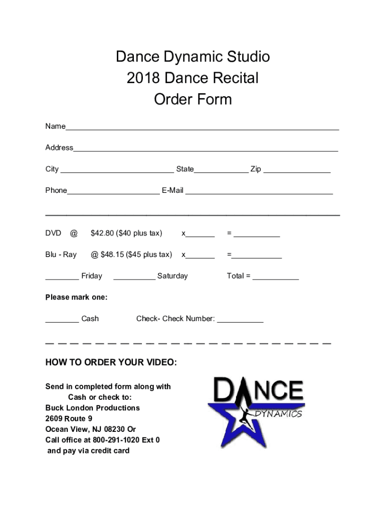 Fillable Online Dance Dynamics Dance Studio Fax Email Print pdfFiller