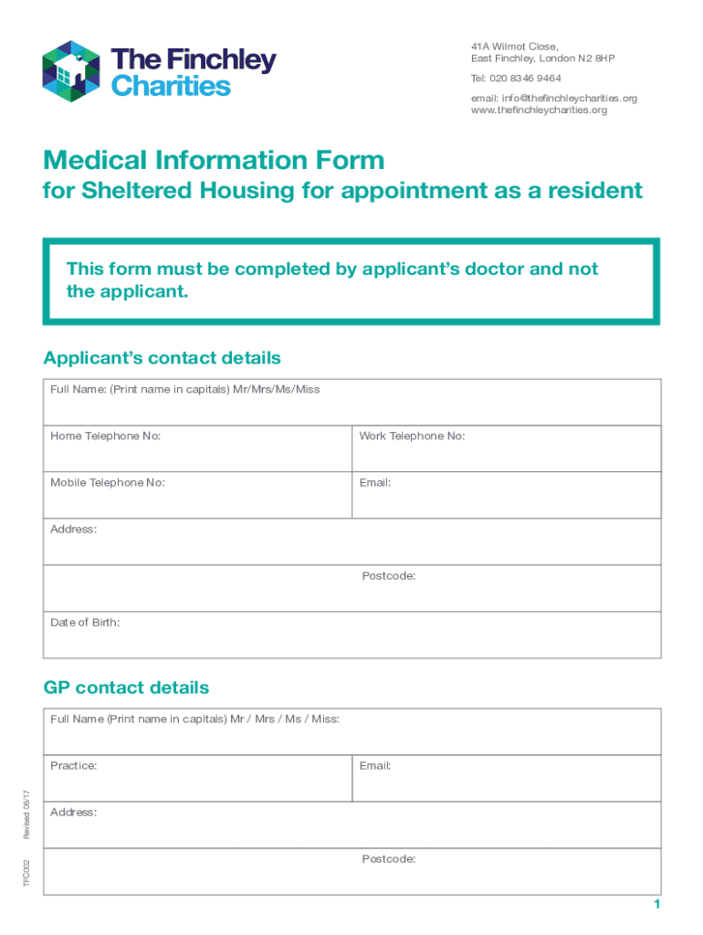 Fillable Online Application Form for Sheltered Housing for Appointment as a Fax Email Print