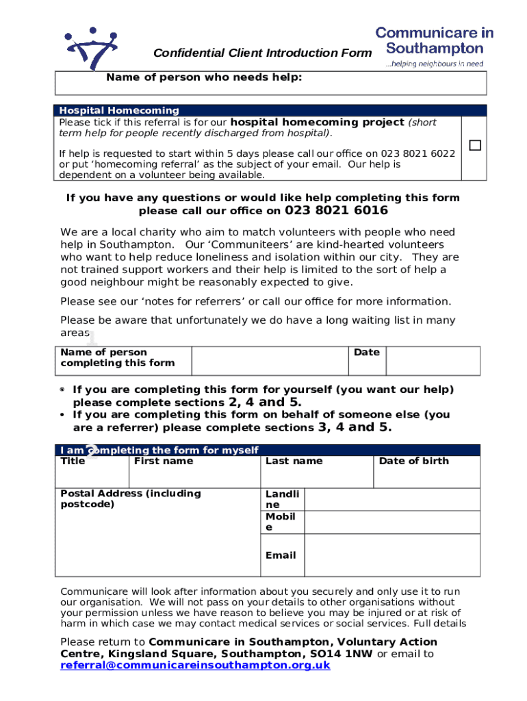 Confidential Client Introduction Doc Template pdfFiller
