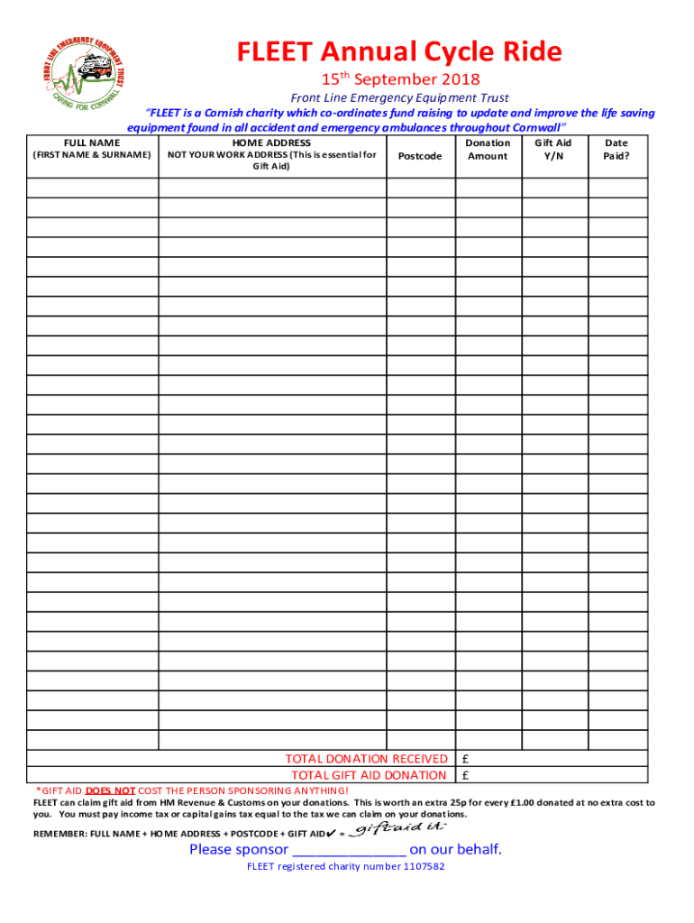 Fillable Online Front Line Emergency Equipment Trust FLEET Fax Email