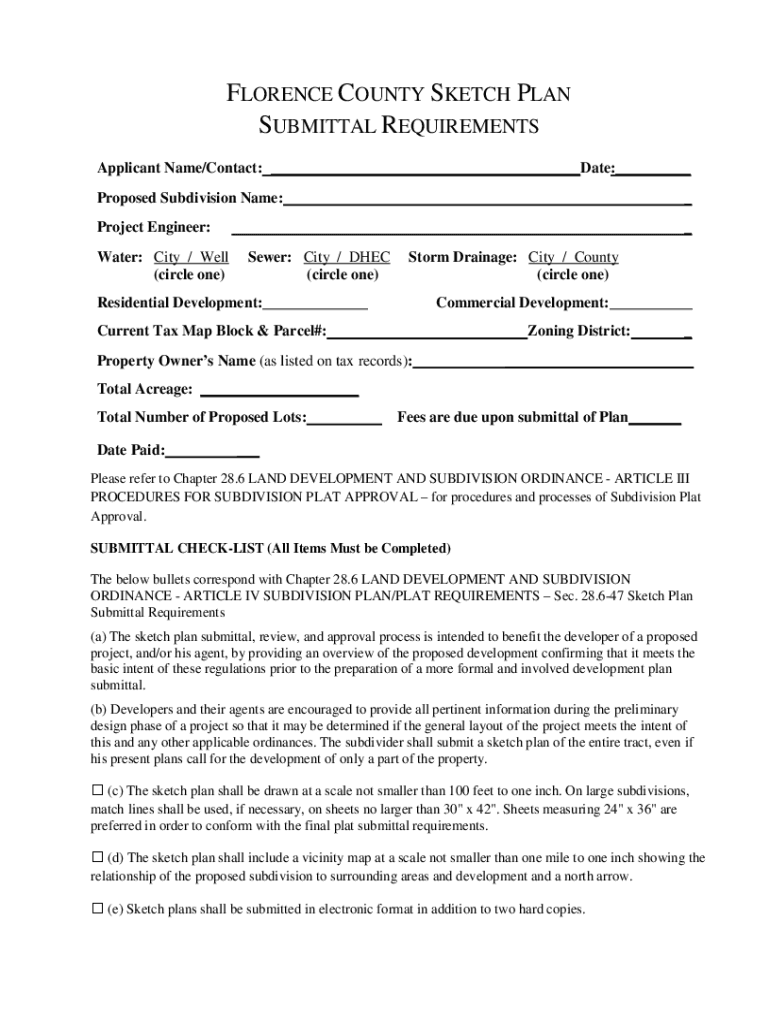Fillable Online FLORENCE COUNTY SKETCH PLAN Fax Email Print pdfFiller