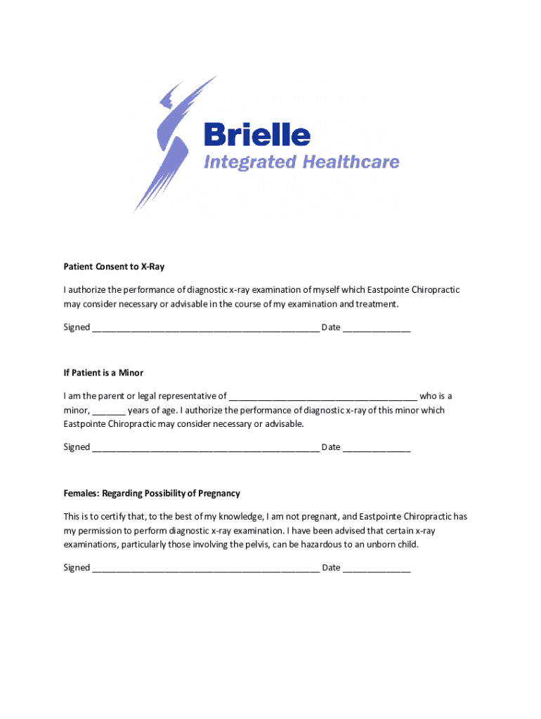 Fillable Online XRay Consent Form Patient Consent To XRay Consent To