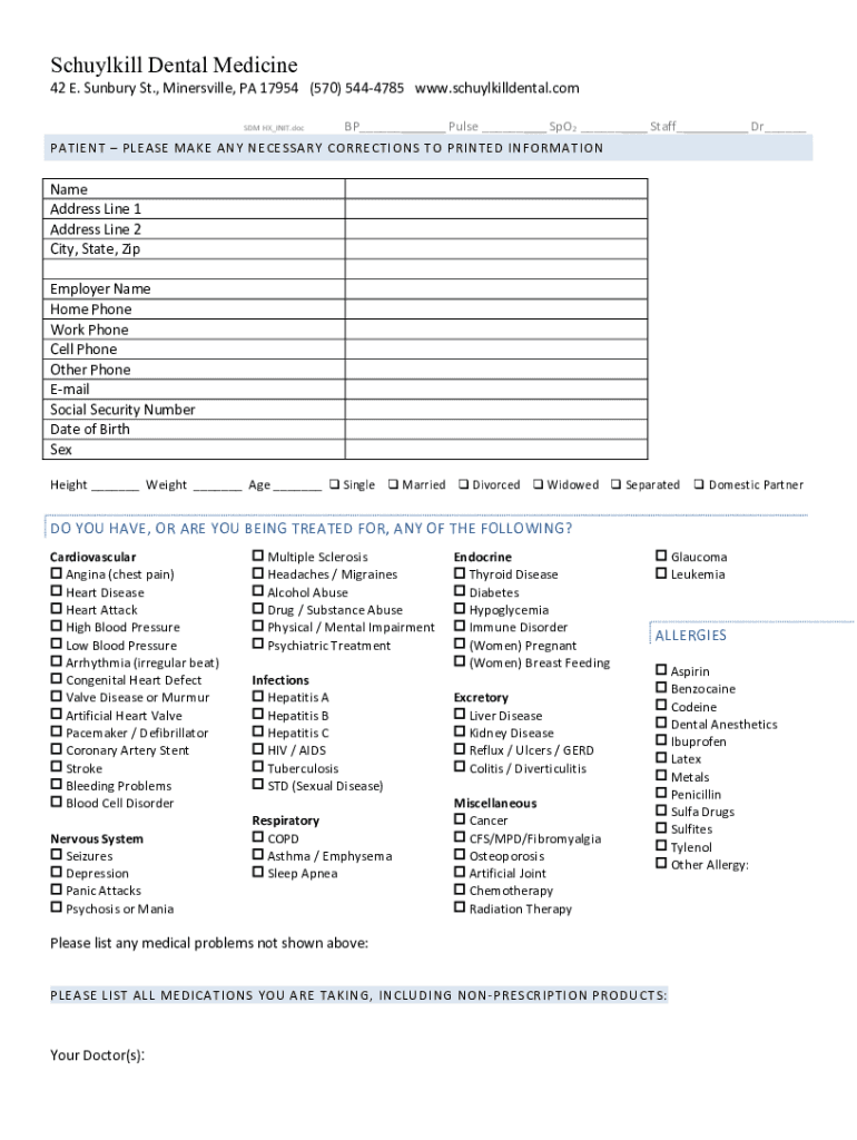 Fillable Online Schuylkill Dental Health Services, Inc.Better Business Fax Email Print