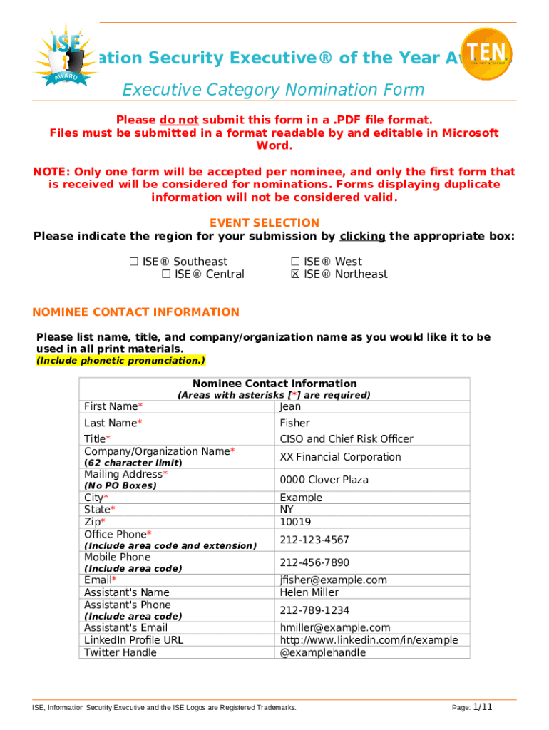 Guidelines for SES Special Act Award NominationsU.S Doc Template