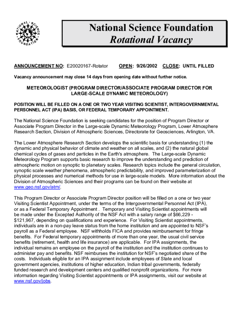 Fillable Online Meteorologist (Program Director/Associate Program