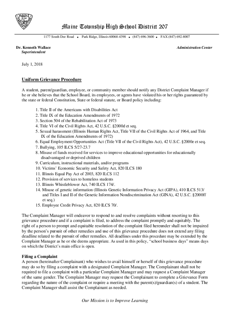 Fillable Online south maine207 District Office/Staff Maine Township