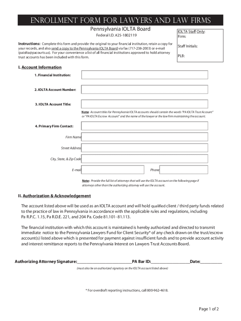 Fillable Online Fillable Online Enrollment Form for Lawyers and law