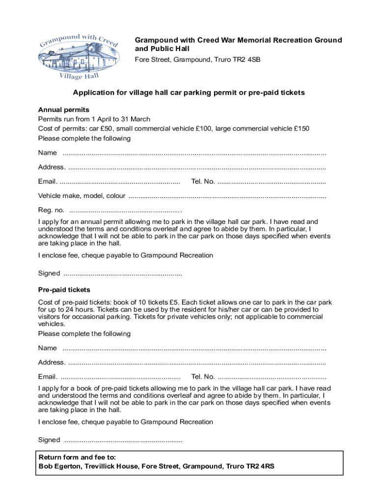 Fillable Online Car park permit application forms Fax Email Print