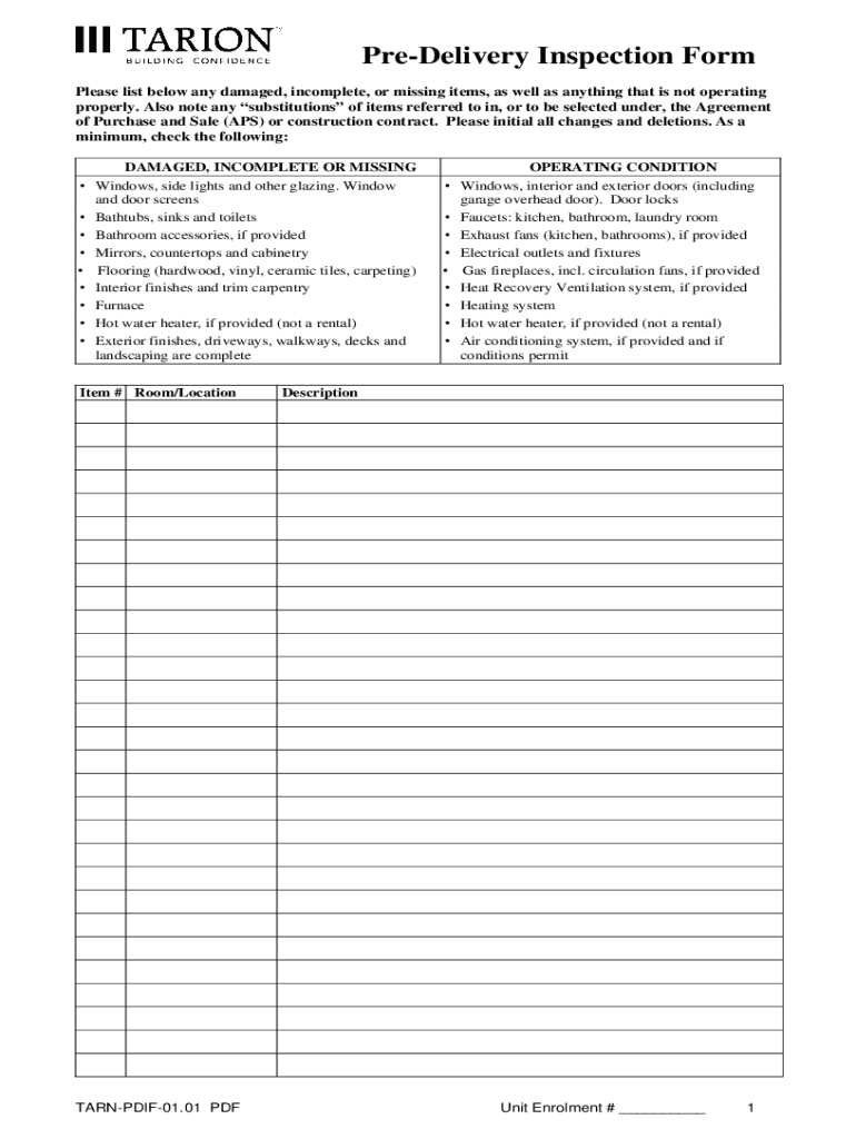 2021 Form Canada Tarion TARNPDIF01.01 Fill Online, Printable