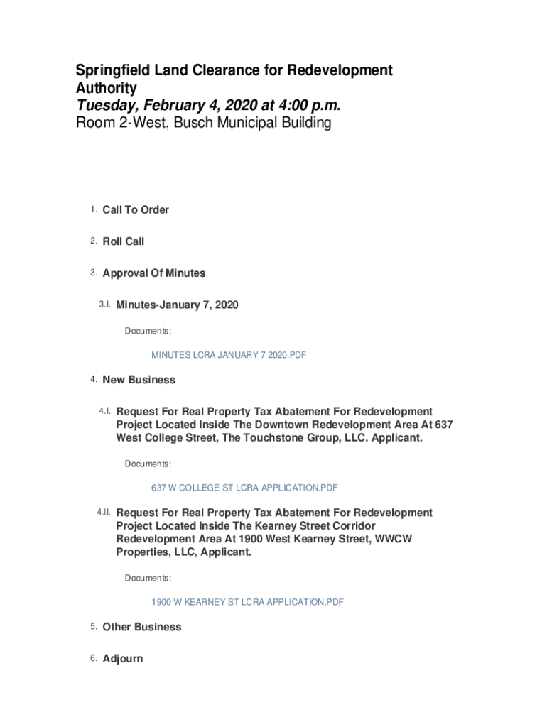 Fillable Online Springfield Land Clearance for Redevelopment Authority